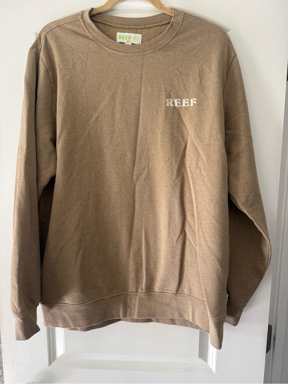Reef Men's Crewneck Sweatshirt in Taupe Brown with Small Logo